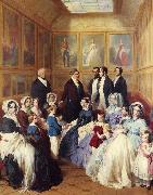 Franz Xaver Winterhalter Queen Victoria and Prince Albert with the Family of King Louis Philippe at the Chateau D'Eu Sweden oil painting reproduction